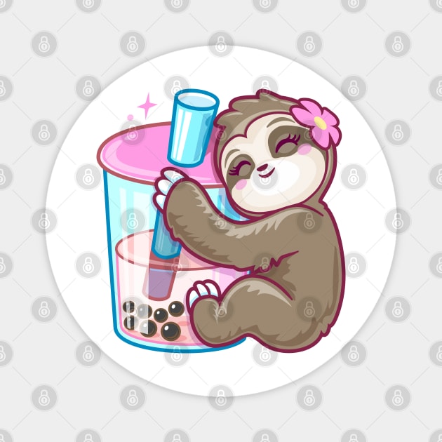 Boba Tea Kawaii Sloth Kawaii Girls Anime Magnet by PnJ